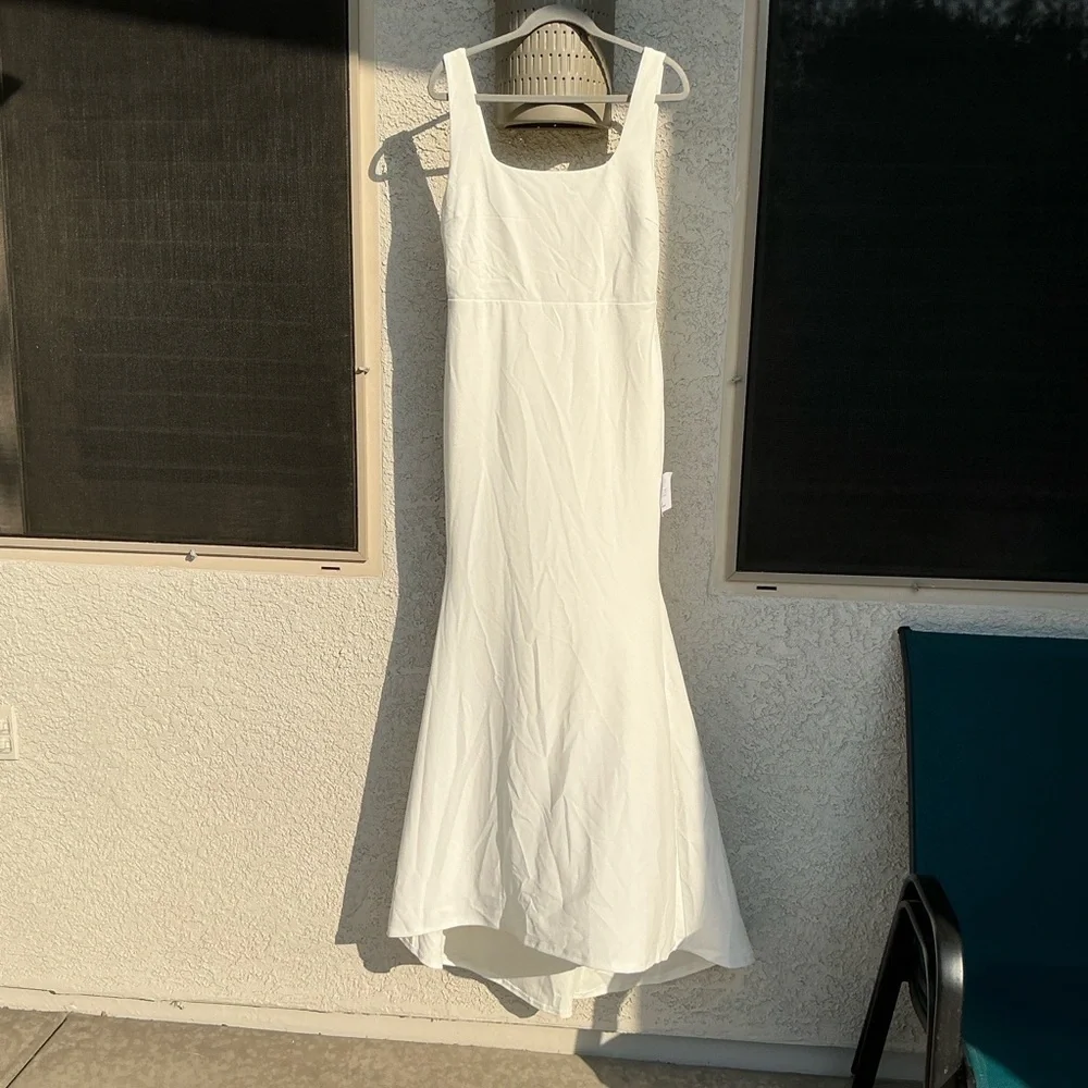 NWT Lulu’s Loving Fate Bow Square Neck Backless Maxi Wedding Dress Extra Large - Picture 3 of 12
